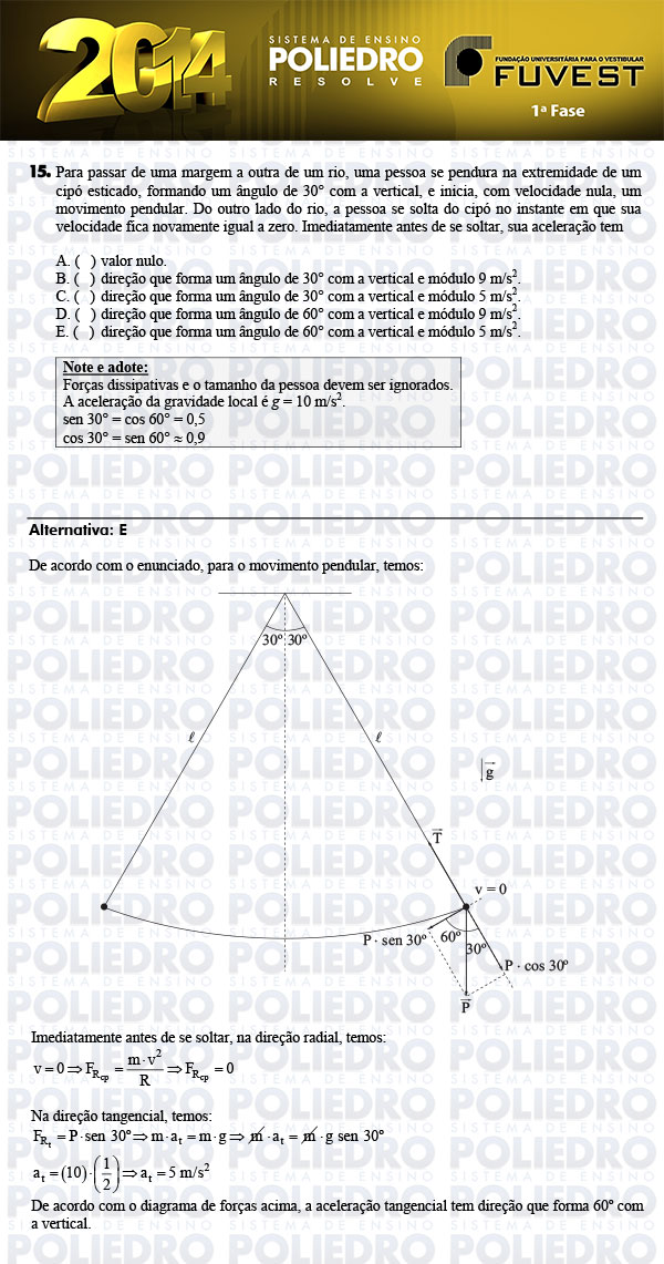 Questão 15 - 1ª Fase - FUVEST 2014