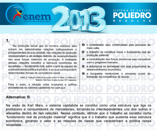 Questão 1 - Sábado (Prova Amarela) - ENEM 2013