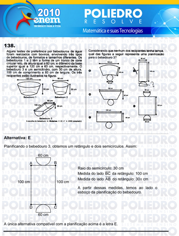 Questão 138 - Domingo (Prova rosa) - ENEM 2010