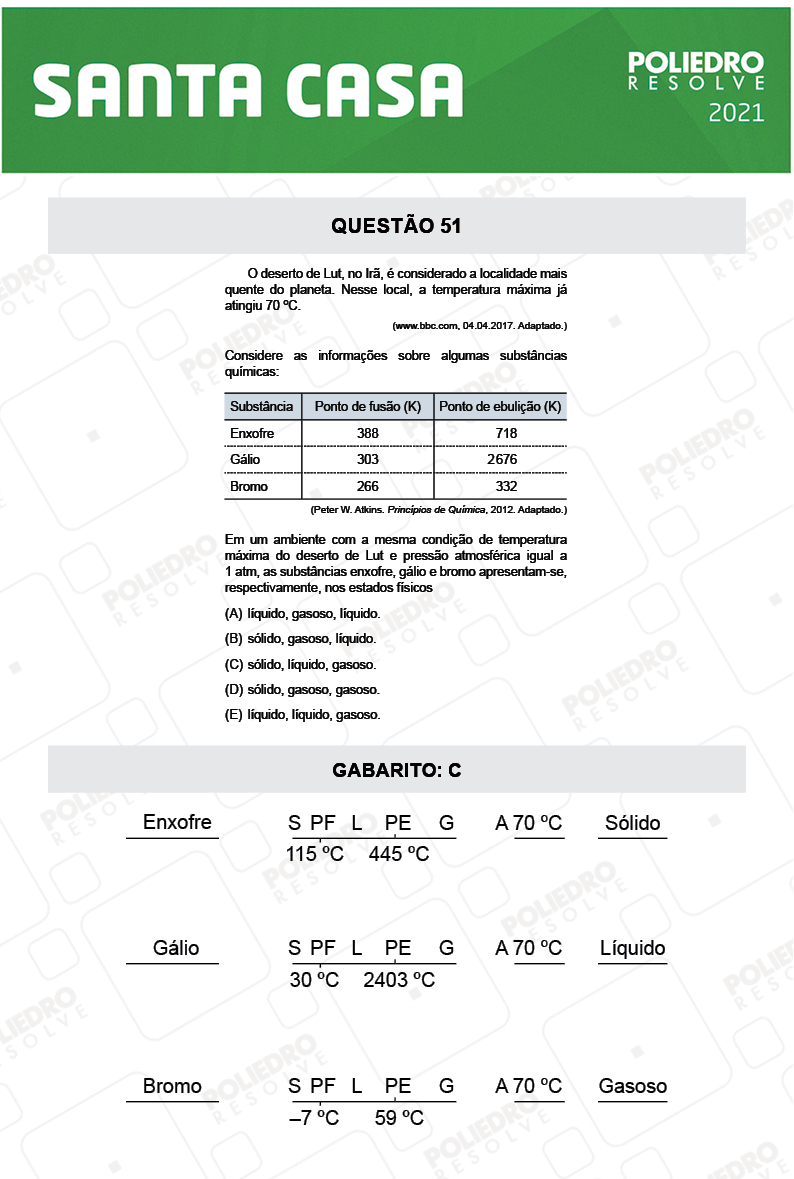 Questão 51 - 1º Dia - SANTA CASA 2021