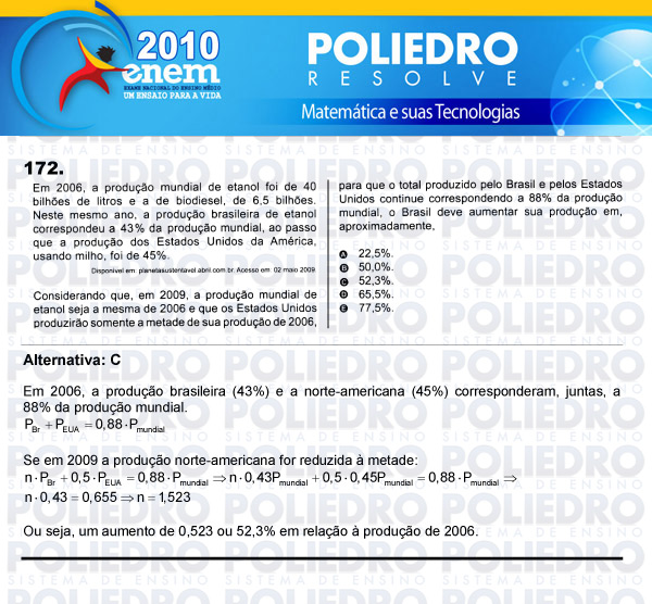 Questão 172 - Domingo (Prova rosa) - ENEM 2010