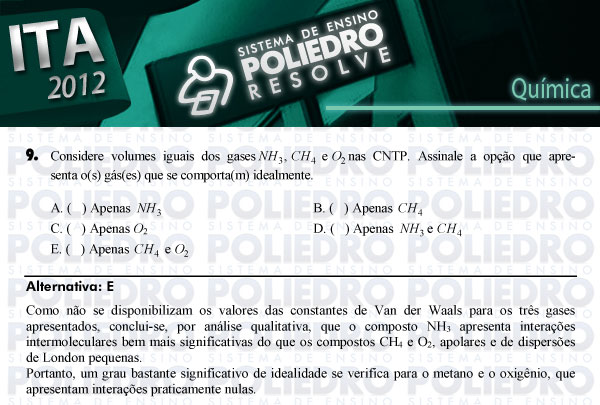 Questão 9 - Química - ITA 2012