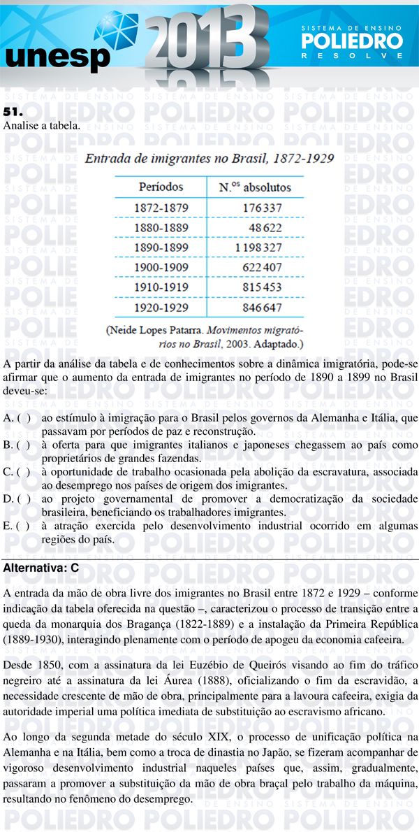 Questão 51 - 1ª Fase - UNESP 2013