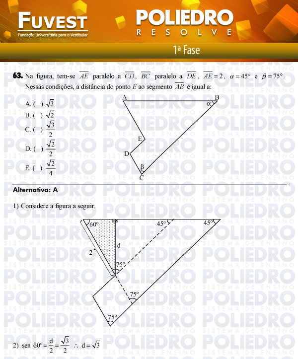 Questão 63 - 1ª Fase - FUVEST 2012