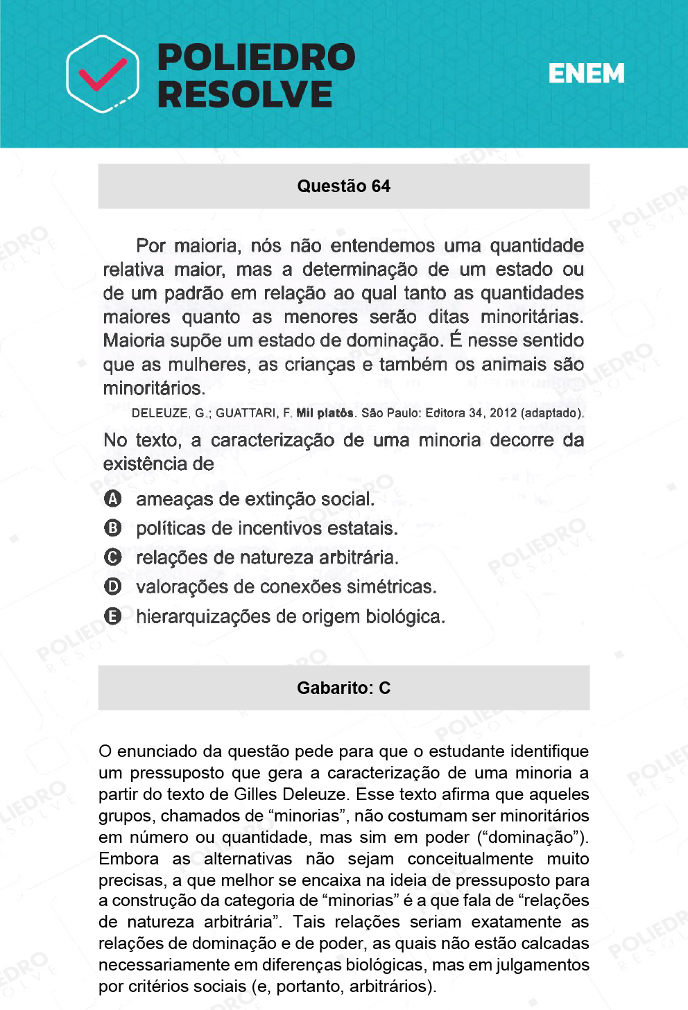 Questão 64 - 1º Dia - Prova Azul - ENEM 2021