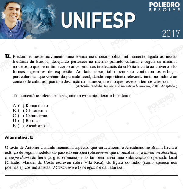 Questão 12 - 1º dia - UNIFESP 2017