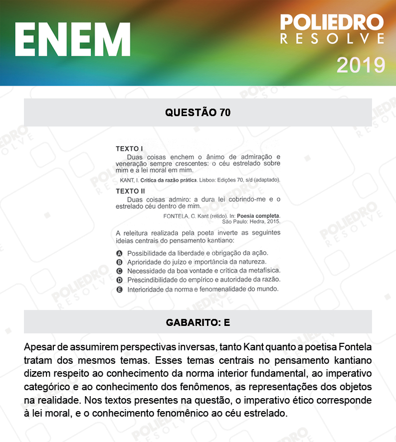 Questão 70 - 1º DIA - PROVA AMARELA - ENEM 2019