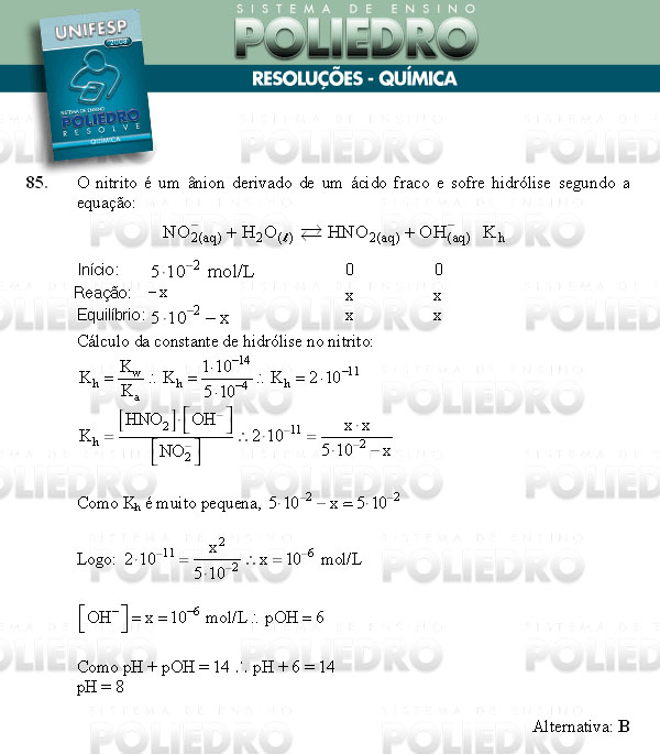 Questão 85 - Conhecimentos Gerais - UNIFESP 2008