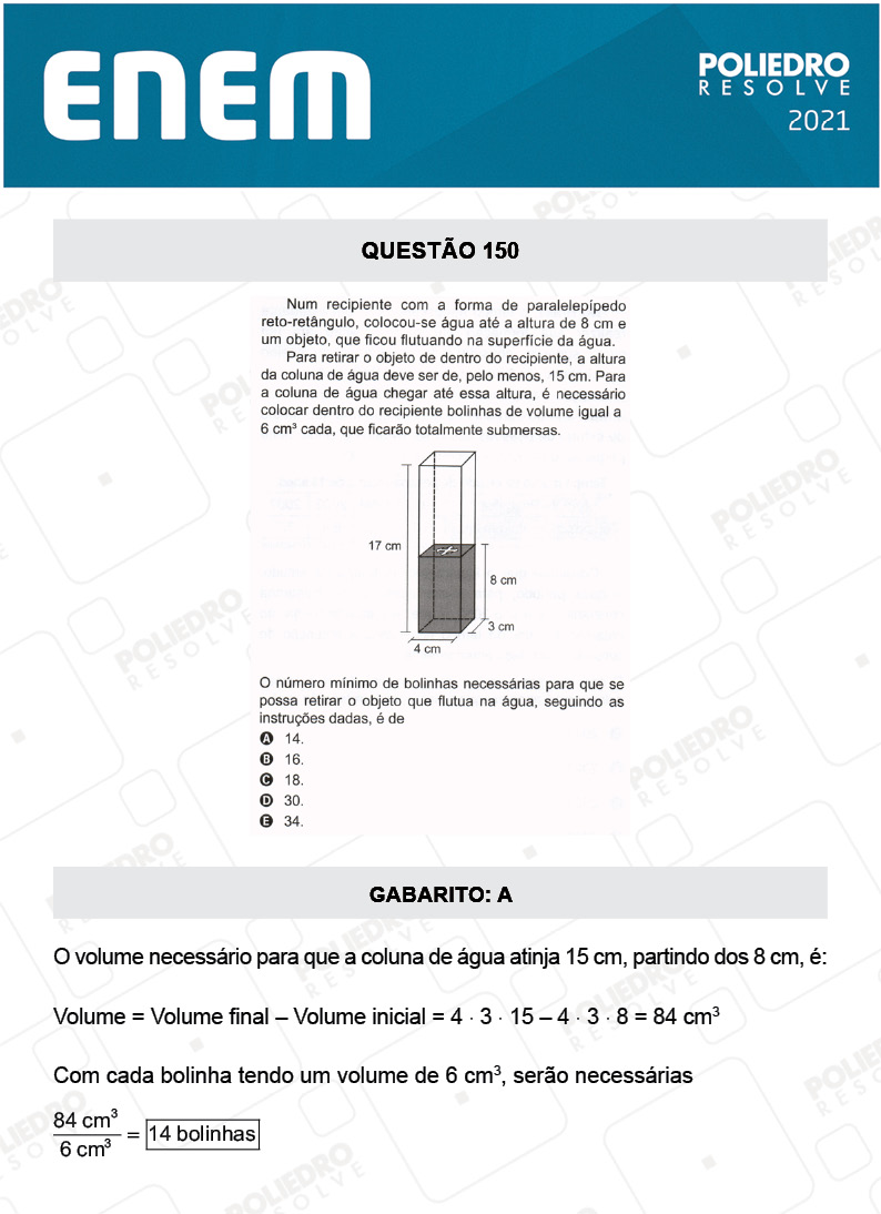 Questão 150 - 2º Dia - Prova Rosa - ENEM 2020