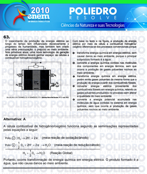 Questão 63 - Sábado (Prova azul) - ENEM 2010