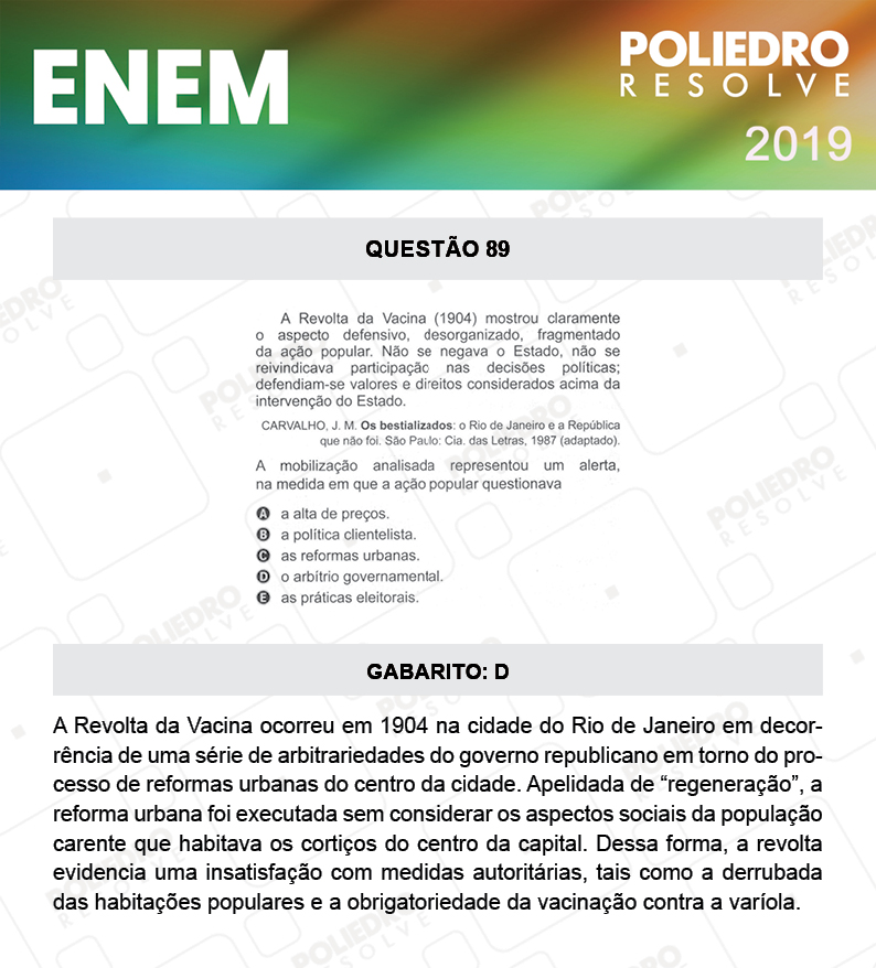 Questão 89 - 1º DIA - PROVA BRANCA - ENEM 2019