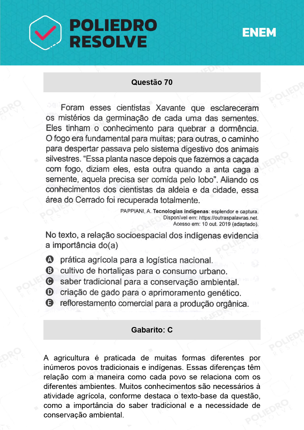 Questão 70 - 1º Dia - Prova Azul - ENEM 2021