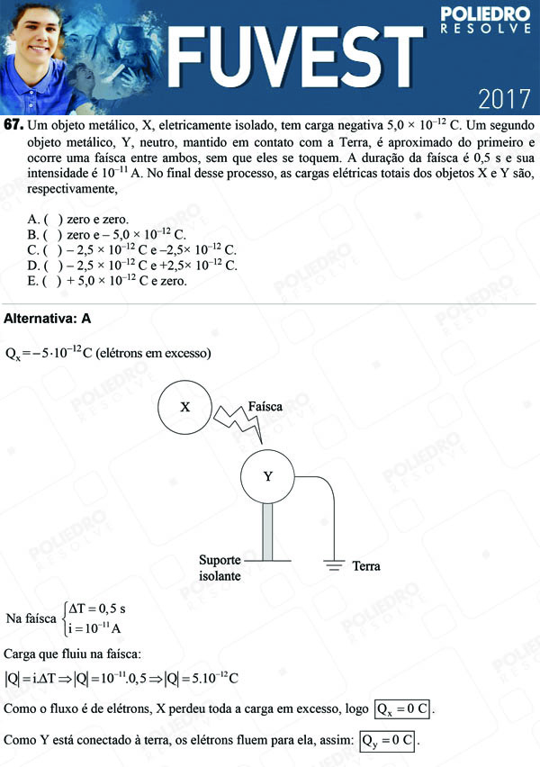Questão 67 - 1ª Fase - FUVEST 2017