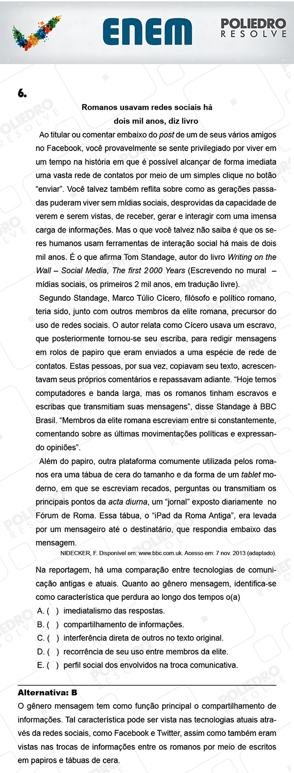 Questão 6 - 1º Dia (PROVA AZUL) - ENEM 2017