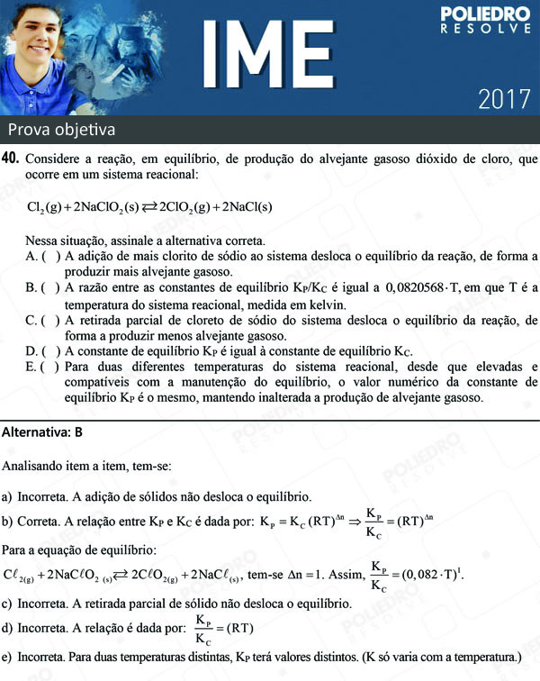 Questão 40 - 1ª Fase - Objetiva - IME 2017