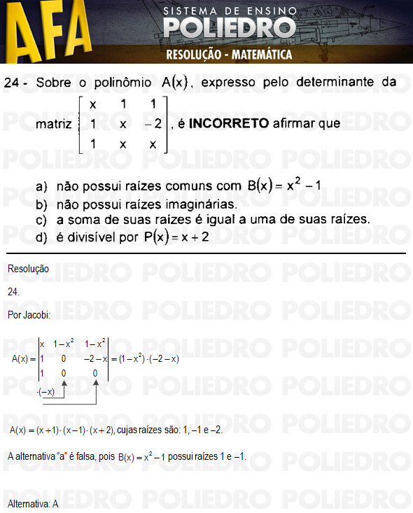 Questão 24 - Código 11 - AFA 2011