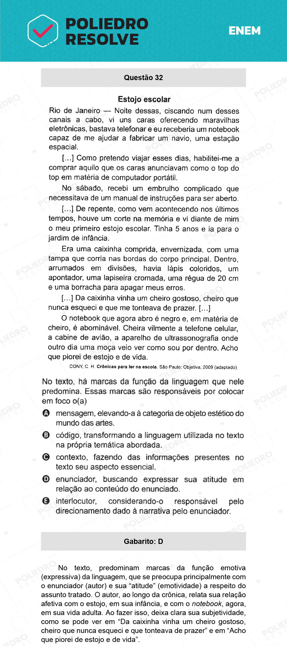 Questão 32 - 1º Dia - Prova Azul - ENEM 2021