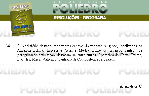 Questão 34 - Conhecimentos Gerais - UNIFESP 2008