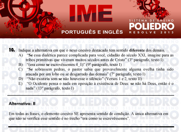 Questão 10 - Português e Inglês - IME 2013