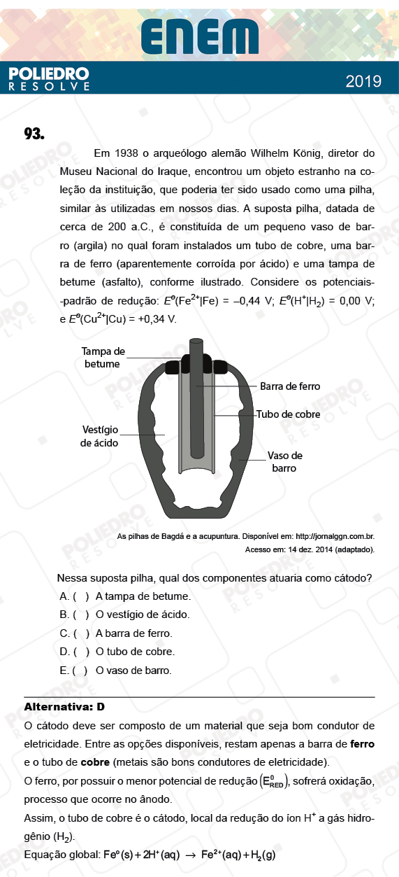 Questão 93 - 2º Dia - Prova AZUL - ENEM 2018