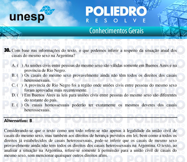 Questão 30 - 1ª Fase - UNESP 2011