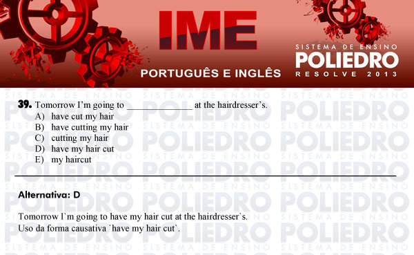 Questão 39 - Português e Inglês - IME 2013