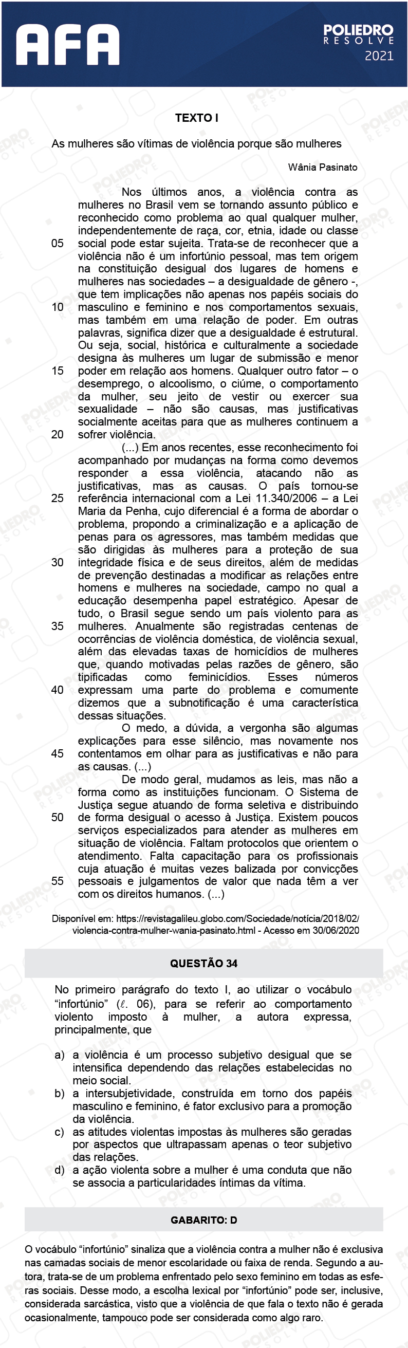 Questão 34 - Prova Modelo A - AFA 2021