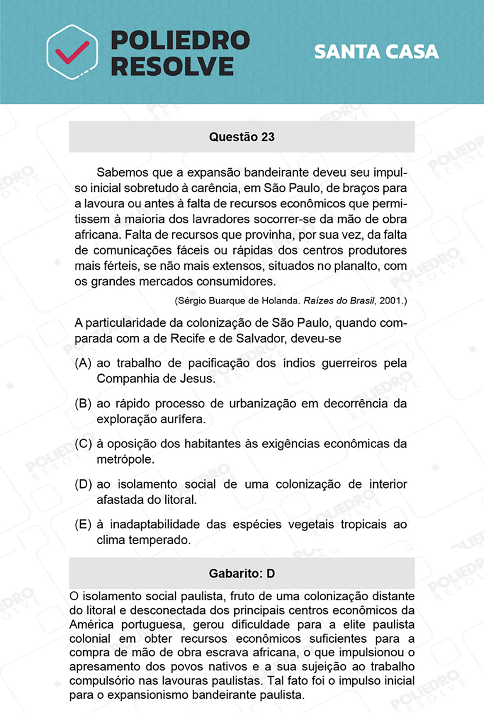 Questão 23 - 1º Dia - SANTA CASA 2022