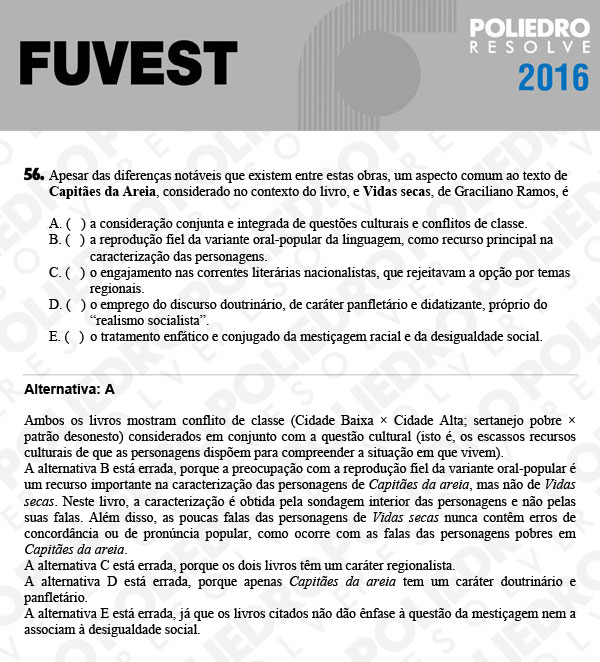 Questão 56 - 1ª Fase - FUVEST 2016