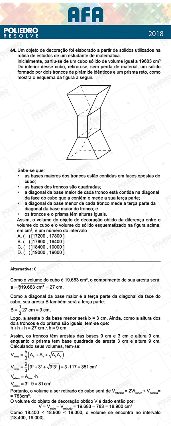 Questão 64 - Prova Modelo B - AFA 2019