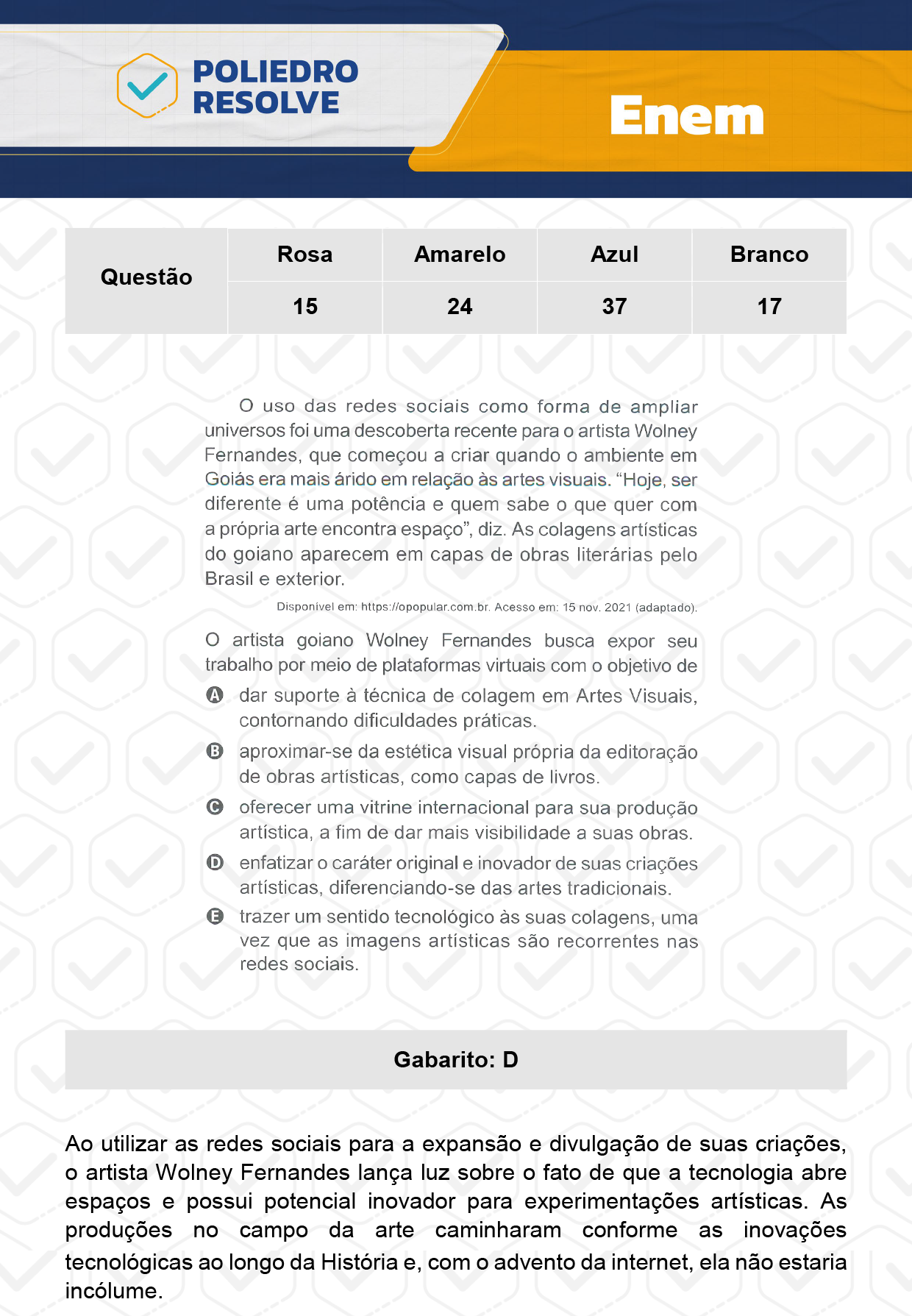 Questão 24 - Dia 1 - Prova Amarela - Enem 2023