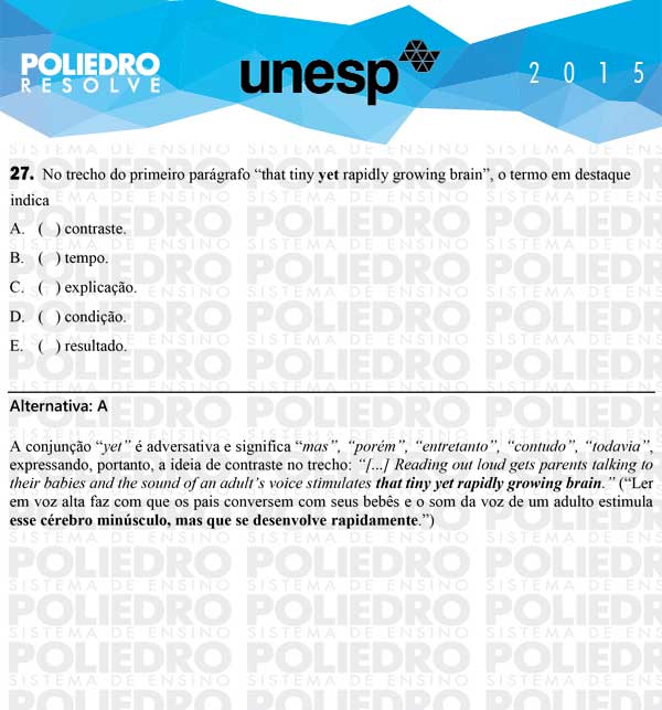 Questão 27 - 1ª Fase - UNESP 2015