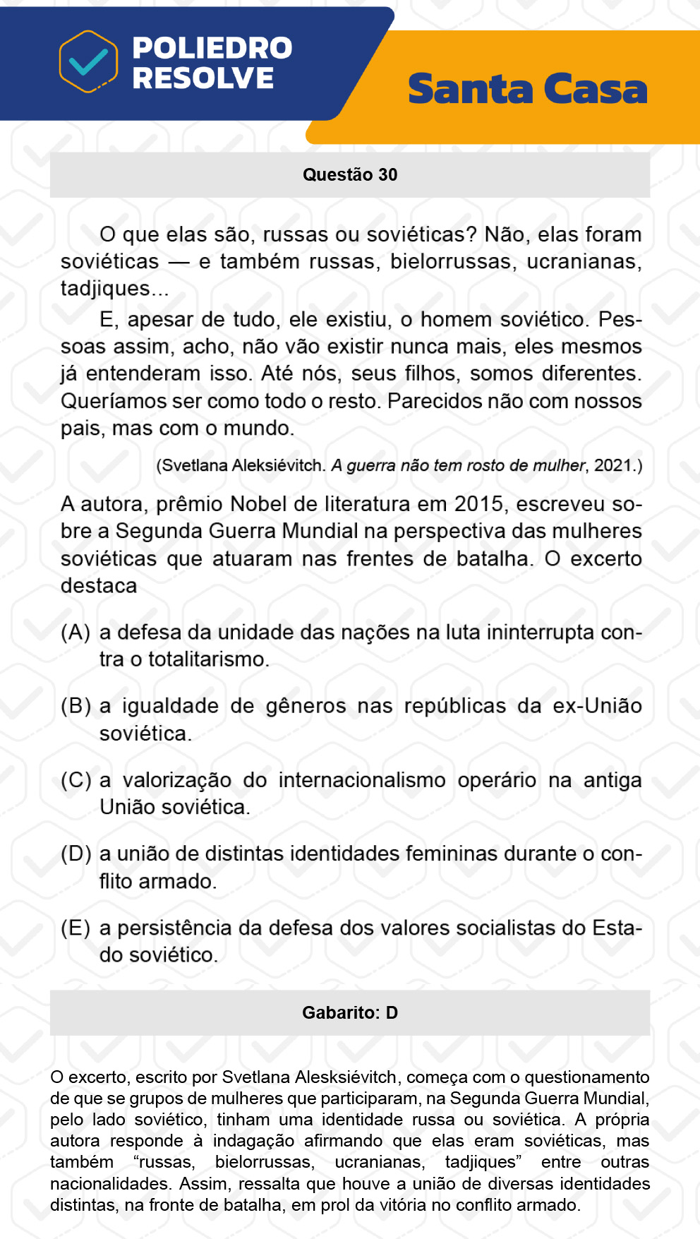 Questão 30 - 1º Dia - SANTA CASA 2023