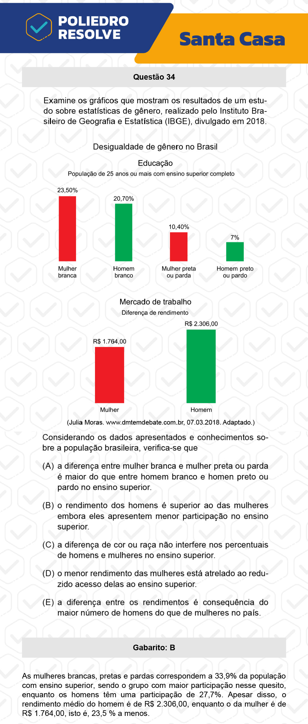 Questão 34 - 1º Dia - SANTA CASA 2023