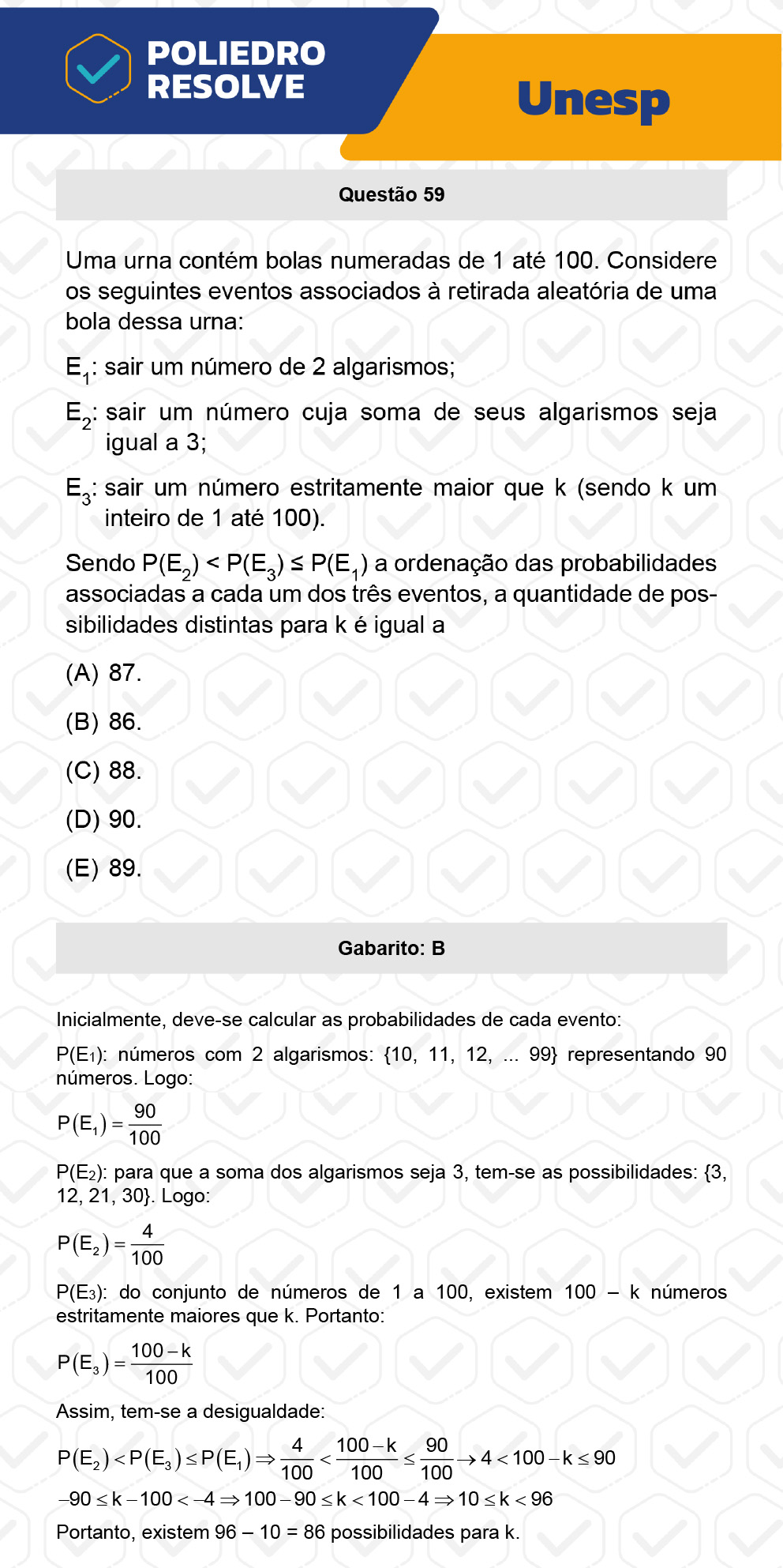 Questão 59 - 2ª Fase - UNESP 2023