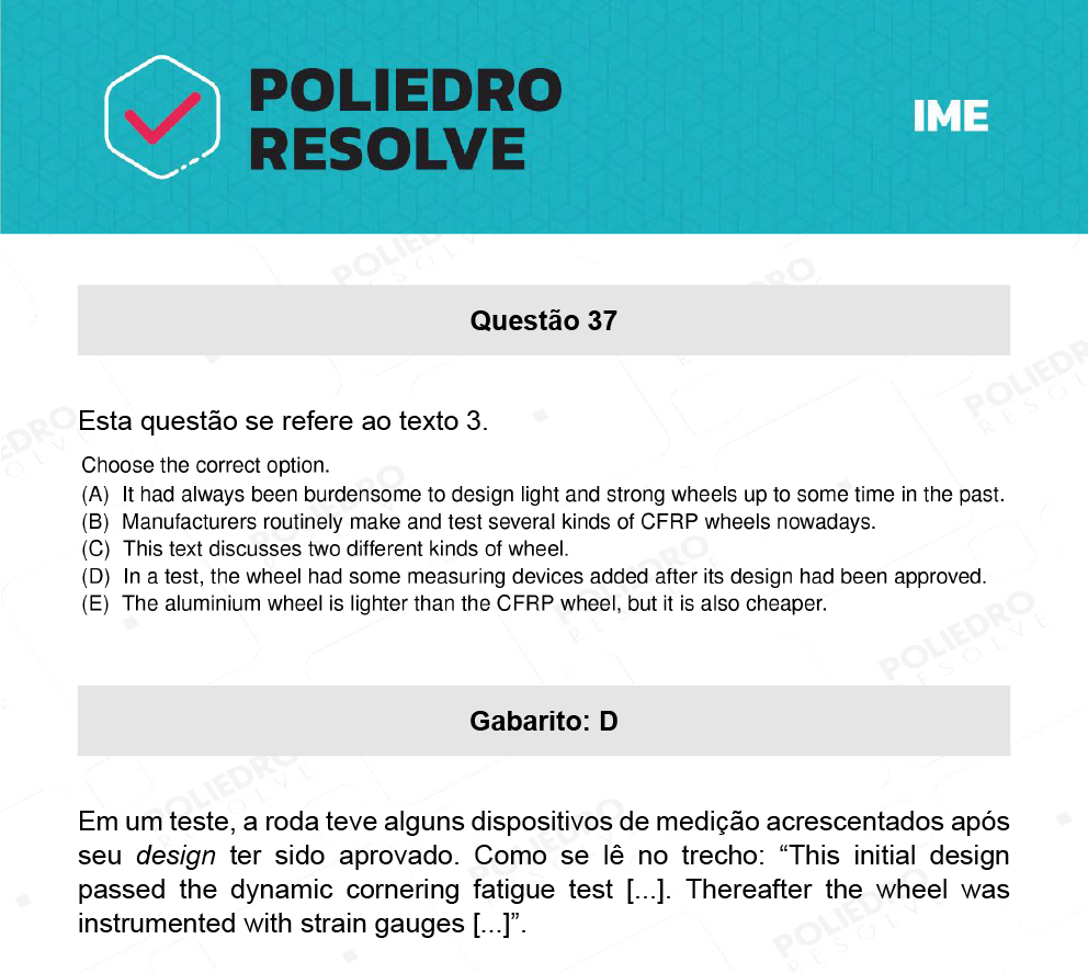 Questão 37 - 2ª Fase - Português/Inglês - IME 2022