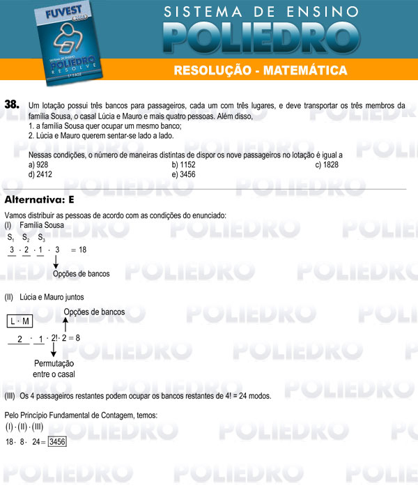 Questão 38 - 1ª Fase - FUVEST 2008