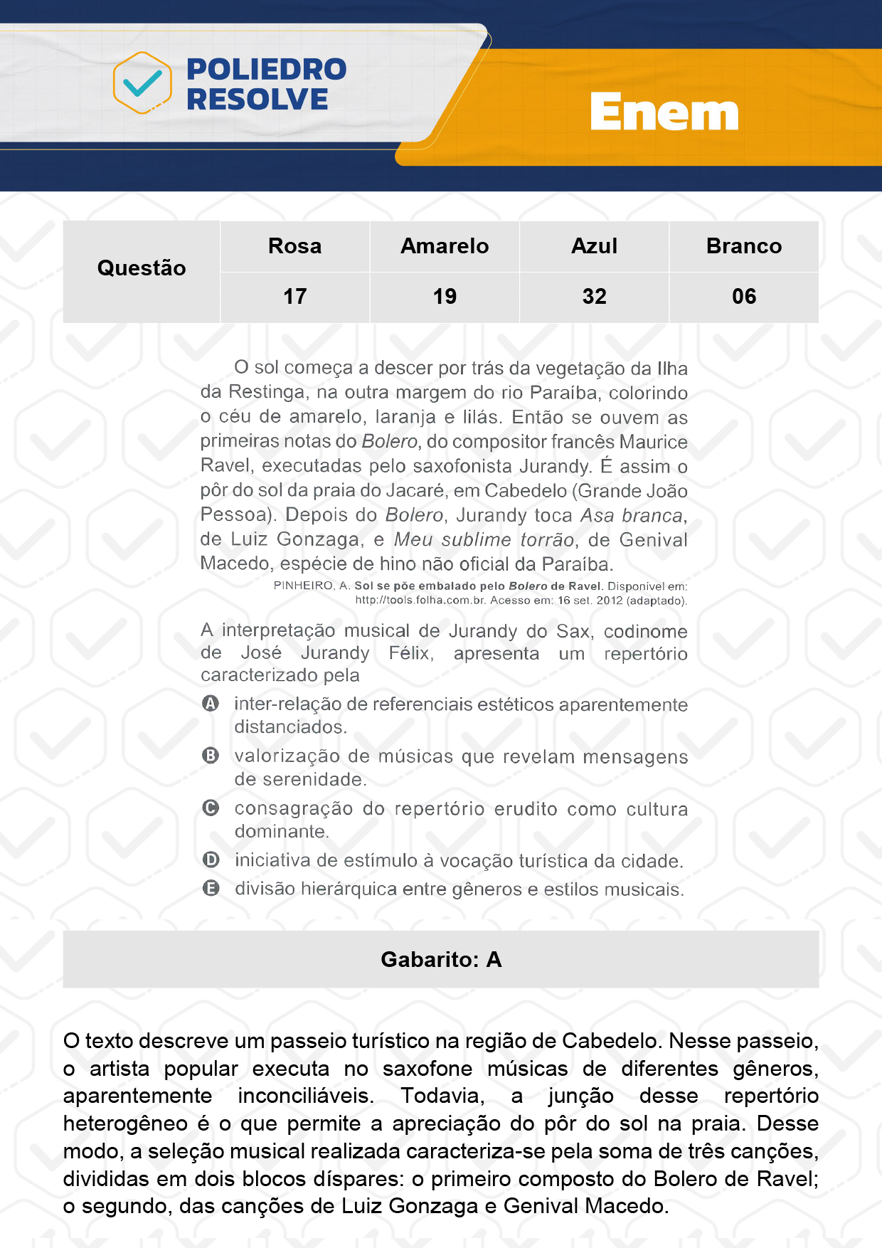 Questão 32 - Dia 1 - Prova Azul - Enem 2023