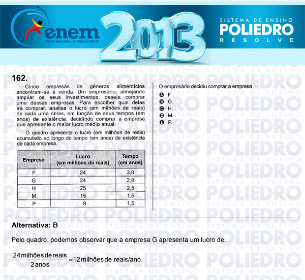 Questão 162 - Domingo (Prova Cinza) - ENEM 2013