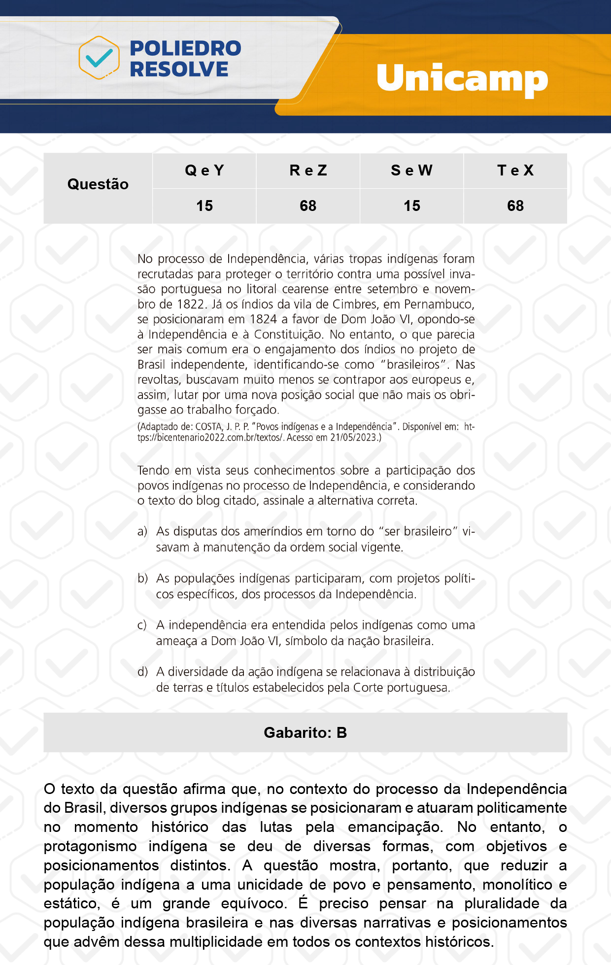 Questão 15 - 1ª Fase - 1º Dia - Q e Y - UNICAMP 2024