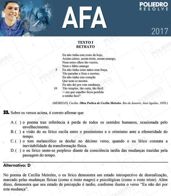 Questão 33 - Prova Modelo B - AFA 2017