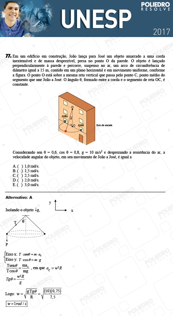 Questão 77 - 1ª Fase - UNESP 2017