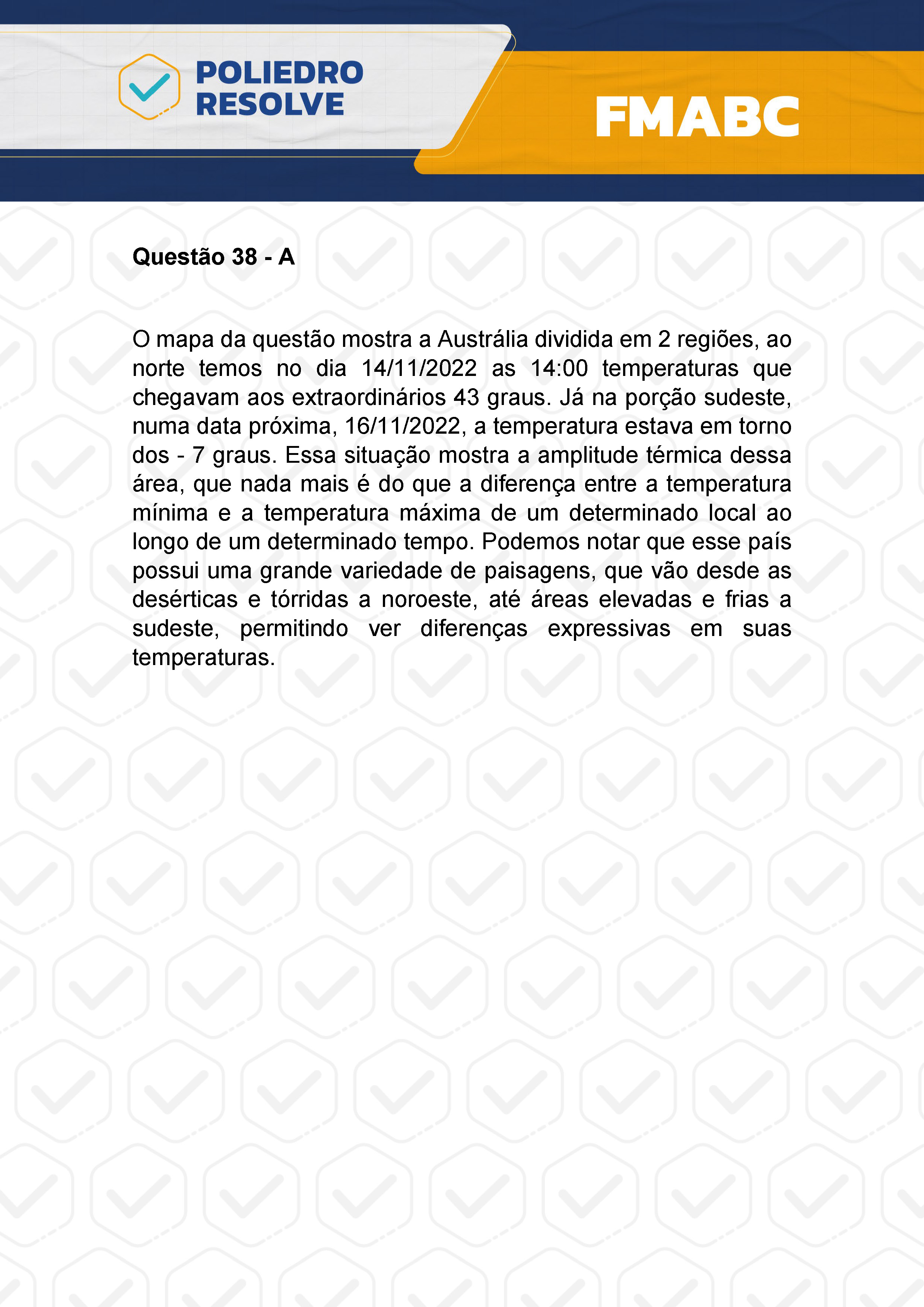 Questão 38 - Fase única - FMABC 2024