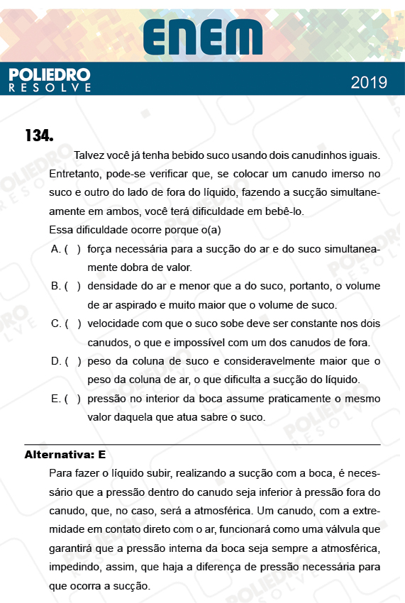 Questão 134 - 2º Dia - Prova AZUL - ENEM 2018