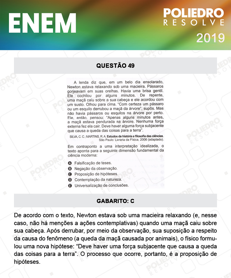 Questão 49 - 1º DIA - PROVA ROSA - ENEM 2019