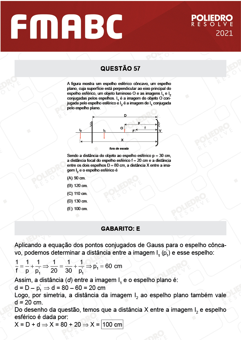 Questão 57 - Fase única - FMABC 2021