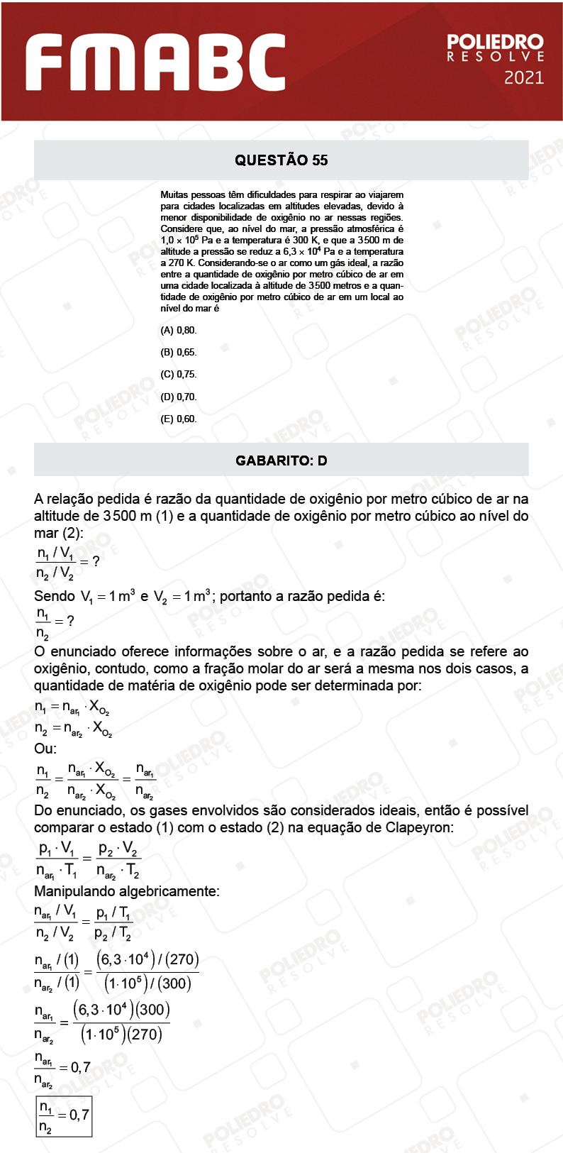 Questão 55 - Fase única - FMABC 2021