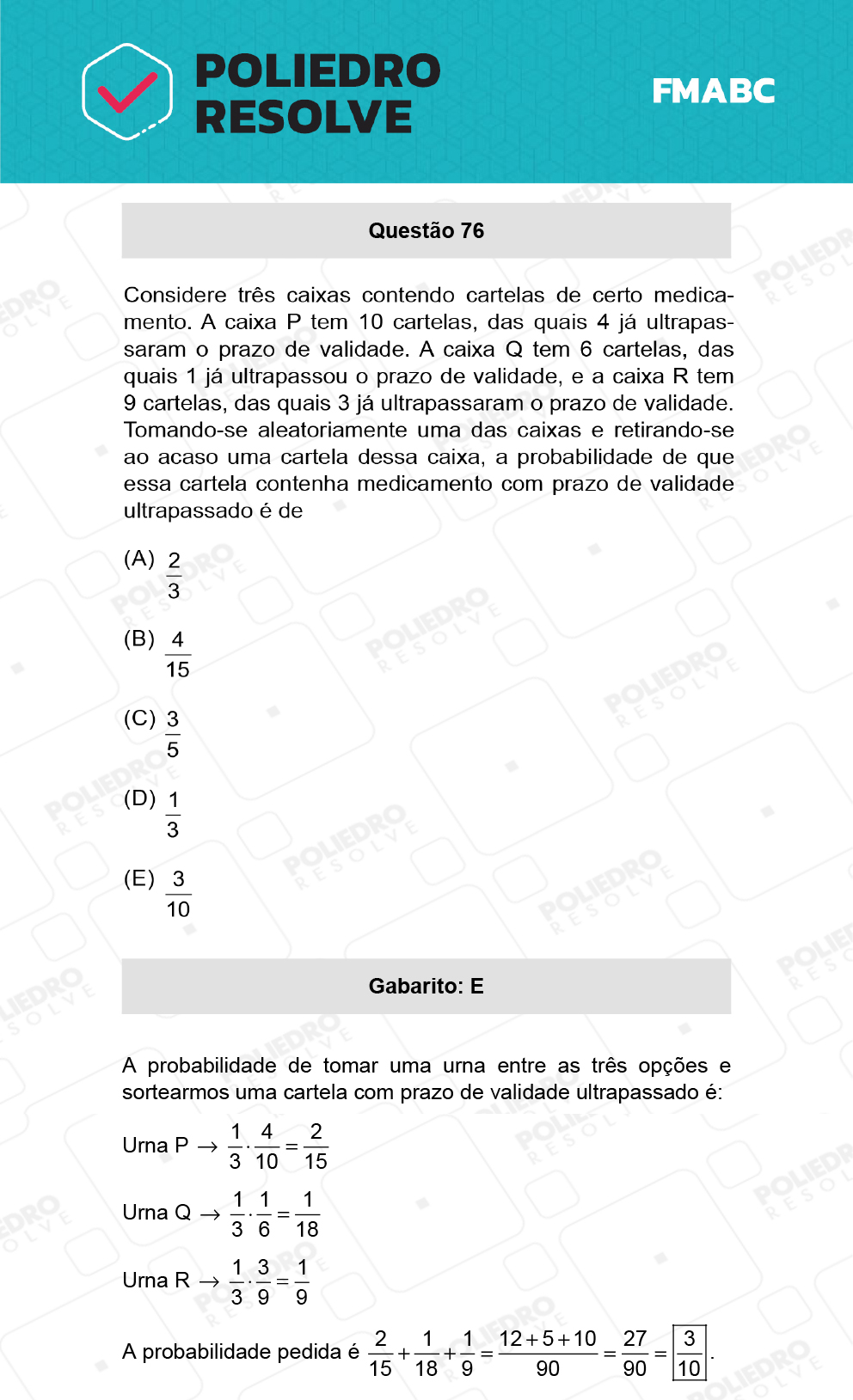 Questão 76 - Fase única - FMABC 2022