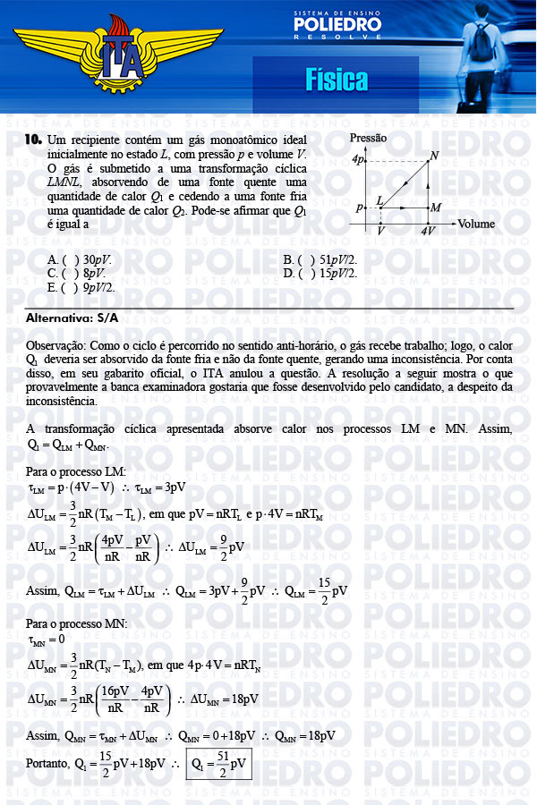 Questão 10 - Física - ITA 2014