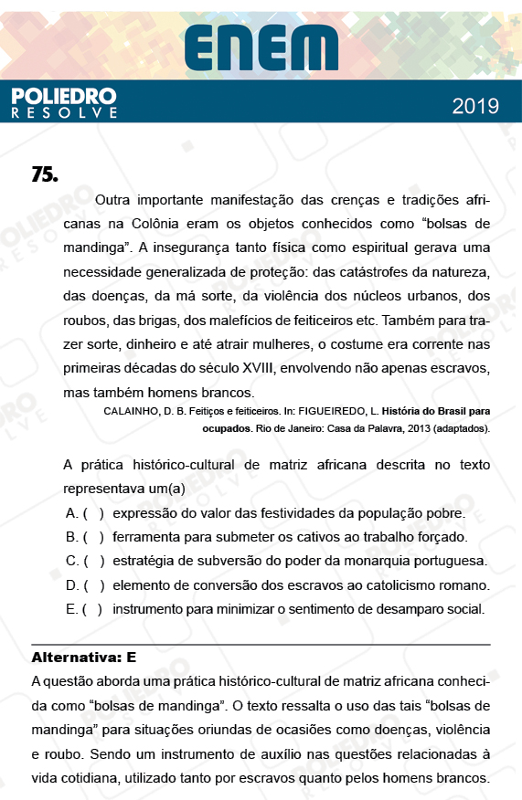 Questão 75 - 1º Dia - PROVA ROSA - ENEM 2018